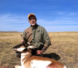 Hunting guide Benny Tillerson posing with his pronghorn antelope
